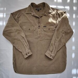 Vintage 90s Structure Corduroy Quarter Zip Pullover Khaki Mens Medium Skate Work